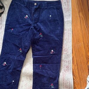 Men's vineyard vines Navy Corduroy Pants with Embroidered Skier Design 30 x32